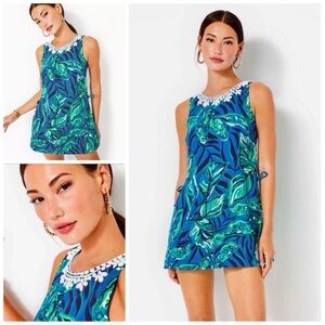 Lilly Pulitzer Donna sleeveless romper dress indigo breeze shady gators - 00 nwt